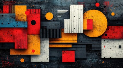 Poster - Abstract Geometric Art with Bold Colors and Textures