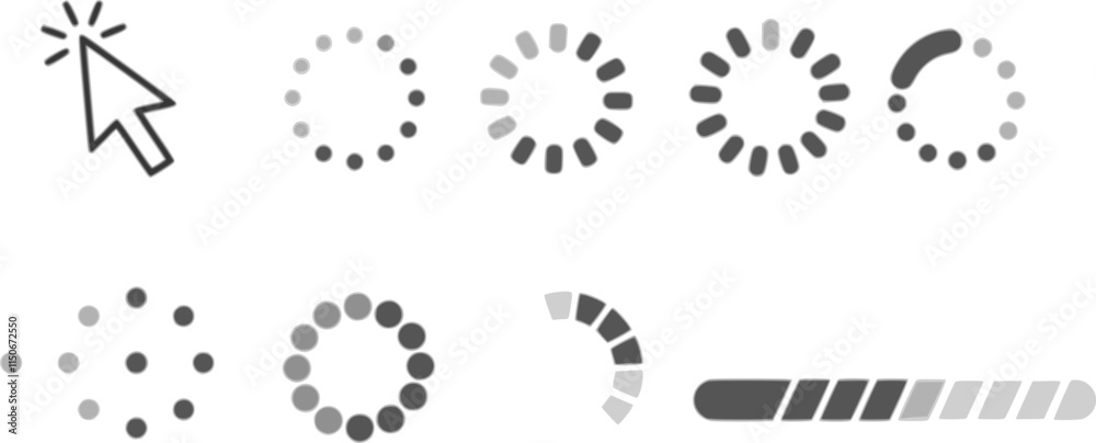 mouse cursor click and loading icon for computer, mobile app, animation ...