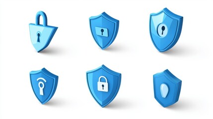 Poster - realistic set of blue security shield icons isolated on transparent background. vector illustration 
