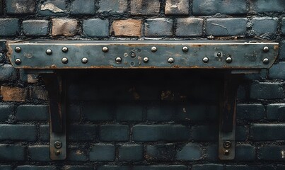 Wall Mural - A metal table with industrial elements, such as rivets or gears