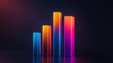 Fototapete - Colorful Modern Bar Graph Representing Growth Against Dark Background