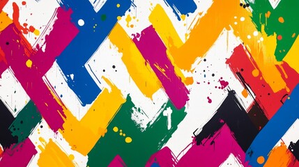 Aufkleber - Colorful Abstract Paint Splashes on White Background