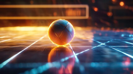 Poster - Glowing sphere on futuristic surface.