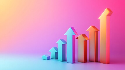 Poster - Colorful 3D Graph Increasing Arrow Growth Business Concept