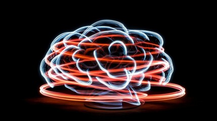 Aufkleber - Colorful Light Trails Creating Abstract Brain Shape Art