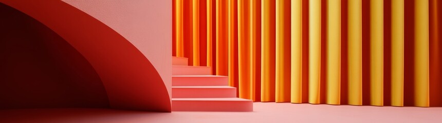 Poster - A vibrant geometric background pattern layered in orange and yellow, complemented by a colorful grunge texture, perfect for creative design projects.
