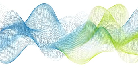 Poster - A futuristic digital technology concept set against a background of blue, smoothly flowing lines. Includes curved, wavy lines and a sound wave pattern with twisted curves, ideal for banner design.