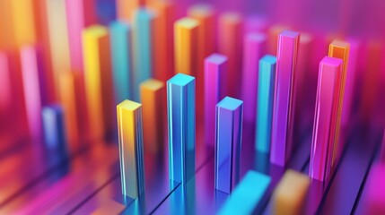 Poster - Colorful Abstract Bars on Vibrant Background Representing Data Trends