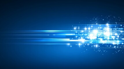 Aufkleber - A futuristic, modern illustration of an abstract digital circuit board on a blue technology background, with intricate lines and dots connecting various points on an abstract motherboard. The navy