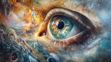 Poster - Cosmic Eye with Swirling Colors Reflecting Universe in Detail