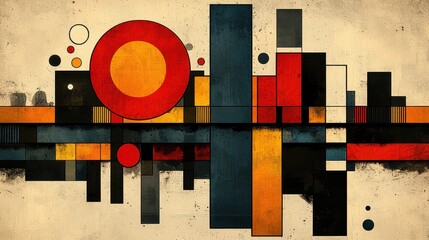 Poster - Abstract Geometric Art with Bold Colors and Shapes on Canvas