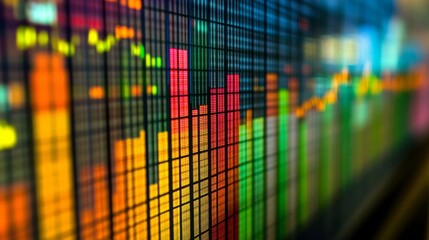 Leinwandbilder - Colorful Financial Data Visualization in Digital Chart Display