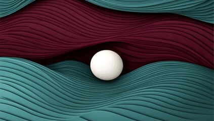Fototapete - A 3D rendering showcasing a levitating sphere adorned with a wave design on an abstract backdrop.