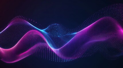 Aufkleber - Colorful Abstract Waves with Digital Particles in Dark Background