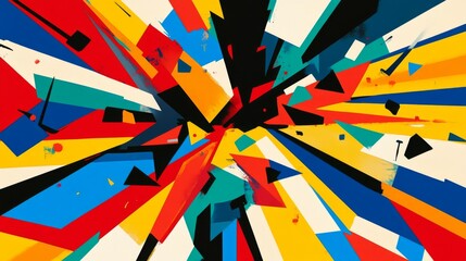 Leinwandbilder - Vibrant Abstract Composition with Bold Colors and Dynamic Shapes