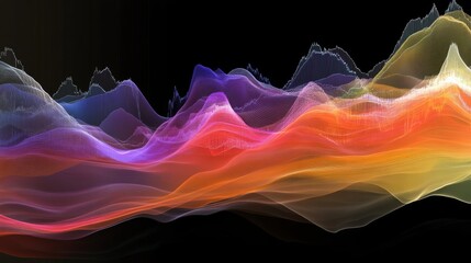 Poster - Colorful Abstract Waves Representing Data or Sound Visualization