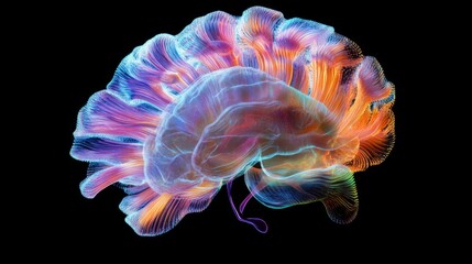 Aufkleber - Colorful Abstract Representation of Human Brain with Fluid Dynamics