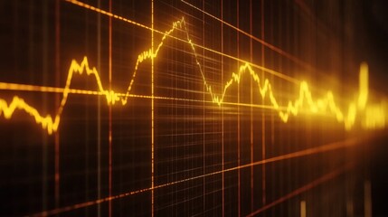 Aufkleber - Golden Data Visualization of Stock Market Fluctuations and Trends