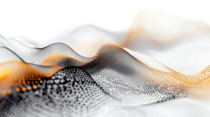 Poster - Abstract Waves of Light and Shadow in Soft Orange and Black Tones