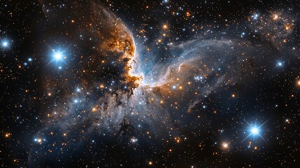 Wall Mural - dramatic space-inspired background with galaxy-like swirls and bright stars