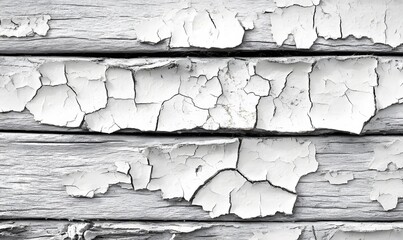 Wall Mural - Macro shot of the cracked paint on white wooden boards