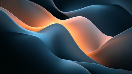 Poster - Smooth Flowing Waves in Blue and Orange Abstract Background Design