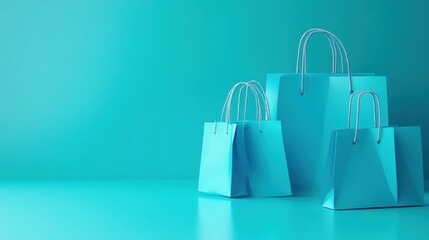 Wall Mural - a group of blue shopping bags on a blue surface