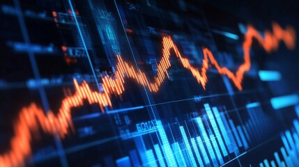 Poster - Abstract Data Visualization of Financial Market Trends and Analysis