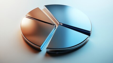 Poster - Modern Metallic Pie Chart on Abstract Background with Reflections