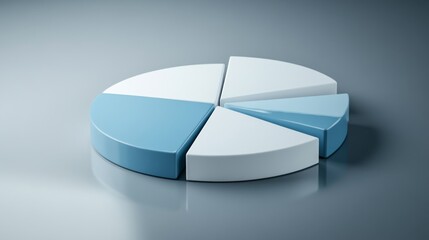 Aufkleber - Modern 3D Pie Chart in Blue and White Color Scheme on Surface