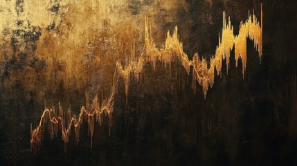 Fototapete - Abstract Golden Chart Illustration on Dark Background for Finance