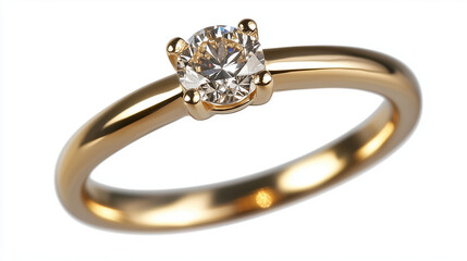 Wall Mural - Classic gold ring with a diamond on a white isolated background