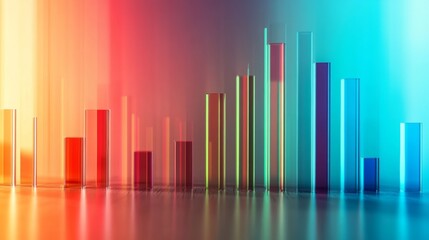 Fototapete - Vibrant Colorful Bar Graph on Gradient Background for Data Visualization