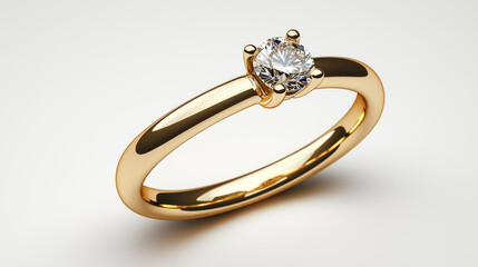 Wall Mural - Gold ring with a diamond on a white background