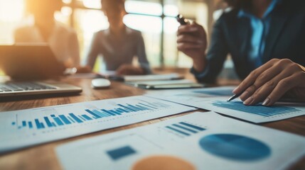 Aufkleber - Business Team Meeting with Charts and Data Analysis in Office