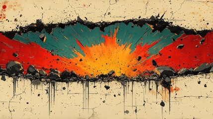 Poster - Abstract Explosion Design with Vibrant Colors and Texture