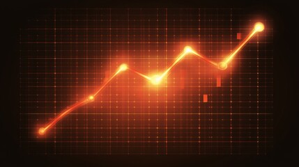 Aufkleber - Vibrant Orange Digital Line Graph on Dark Background for Data Analysis