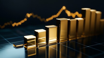Aufkleber - Golden Bar Graph Representing Financial Growth and Investment Trends
