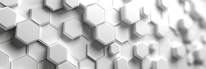 Poster - A textured wall featuring a pattern of interconnected hexagons in a monochromatic design.