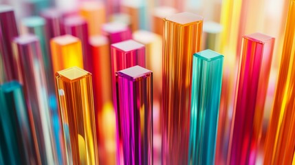 Poster - Colorful Abstract Stacked Bars in Vibrant Shades of Light and Reflection