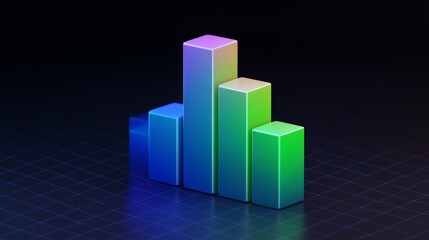 Poster - Colorful 3D Bar Graph on Dark Background for Business Analysis