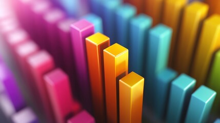 Aufkleber - Colorful 3D Bar Graph with Vibrant Background for Data Visualization