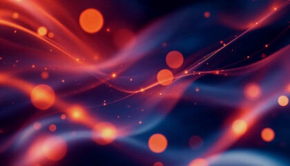 Fototapete - Red abstract background with blurred lights and curves