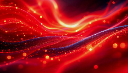 Fototapete - Red abstract background with blurred lights and curves