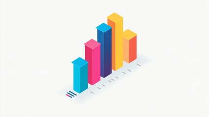 Poster - Colorful Isometric Bar Graph Representation on White Background