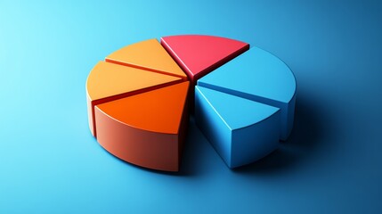 Poster - Colorful Pie Chart on Blue Background for Data Representation