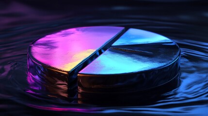 Aufkleber - Captivating Reflection of Metallic Pie Chart on Water Surface