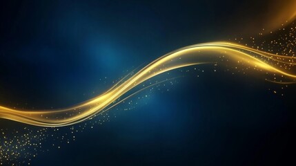 Aufkleber - Abstract Golden Wave with Sparkles on Blue Background