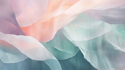 Poster - Soft Pastel Abstract Waves with Gentle Color Transitions and Textures