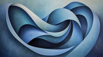 Aufkleber - Abstract Wave Pattern in Shades of Blue and Soft Curves